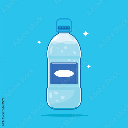Plastic water gallon with handle 5 liter size, healthy blue drinking water packed in a bottle, can be recycled and easy to store liquids.