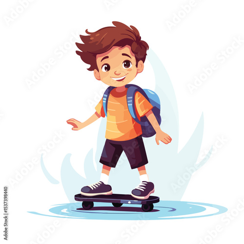Professional Boy with Hoverboard Vector Illustration Isolated for Creative Designs