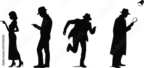 Detective and Sleuth Silhouettes: Mystery, Investigation, and Espionage in Action