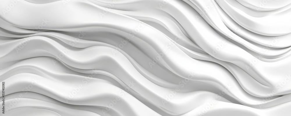Obraz premium Abstract White Wave Composition 3D Rendered Flowing Curves, Abstract Background, White Texture Abstract, 3D rendering
