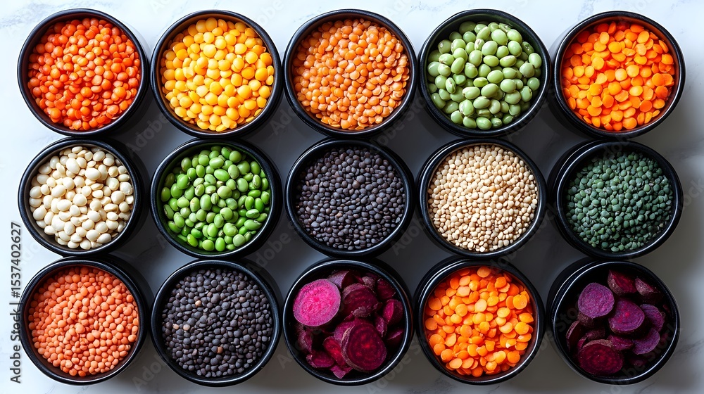 Fototapeta premium Neatly styled macrobiotic food in clean layout