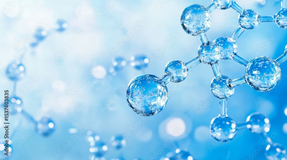 Blue Molecule Structure 3D Render, Bokeh Background, Scientific Concept, Science, Chemistry Blue Molecule Structure 3D Render, Bokeh Background, Scientific Concept, Science, Chemistry