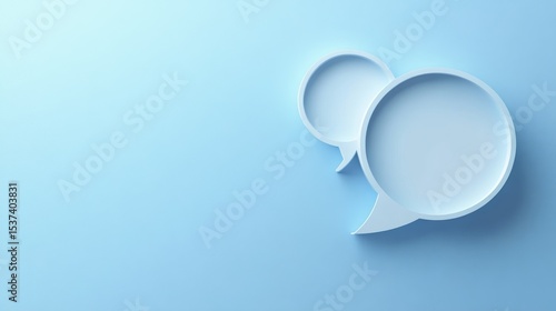 Blue Speech Bubbles 3D Render, Minimalist Concept, Communication Design, Conversation. communication, dialogue
