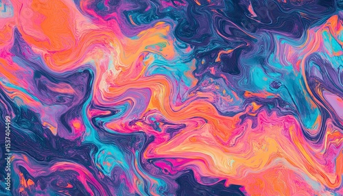 Psychedelic wavy patterns with iridescent hues, hypnotic and fluid aesthetic