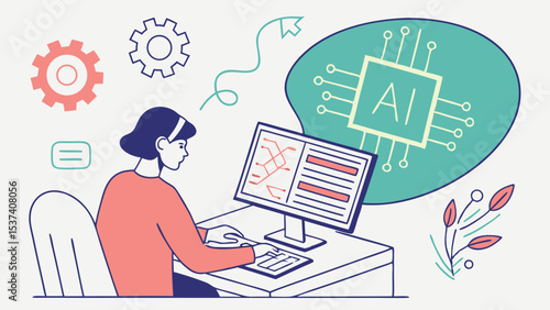 Woman Working on Artificial Intelligence Project on Computer

