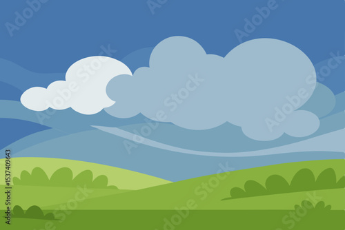 Serene Landscape Rolling Hills Under a Cloudy Sky