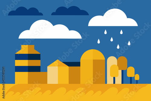 Rainy Day on the Farm A Charming Illustration of Rural Life