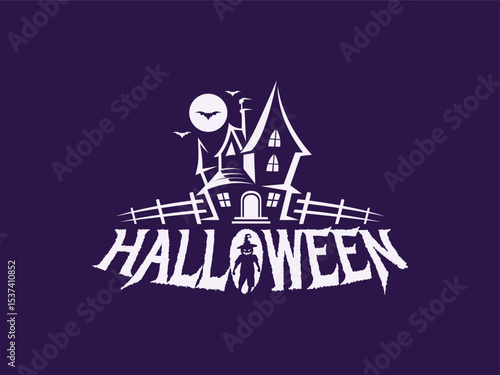 Happy Halloween greeting card design is suitable for use as a greeting card, banner, pamphlet, with a vector design style