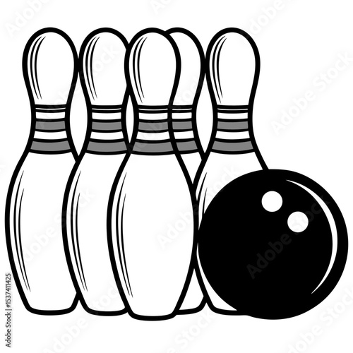 bowling ball and pins