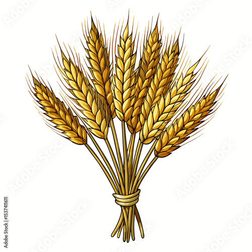 wheat ears isolated on white background