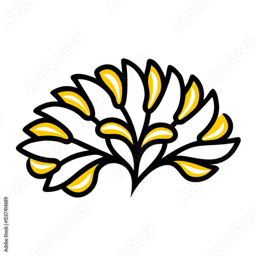 Hand Draw bushy irregular floral shape icon on transparent background for web and graphic design