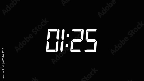 1:30 second timer countdown animation, countdown timer animation from 90s to 0s countdown timer animation on transparent  on black  background.4k video