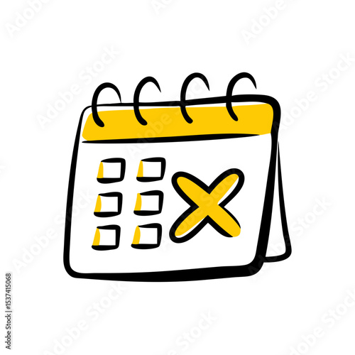 Hand Draw cancelled calendar on transparent background for web and graphic design