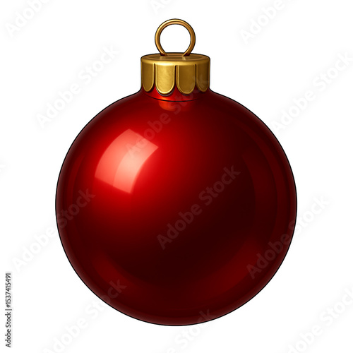 Single red christmas ornament with gold cap