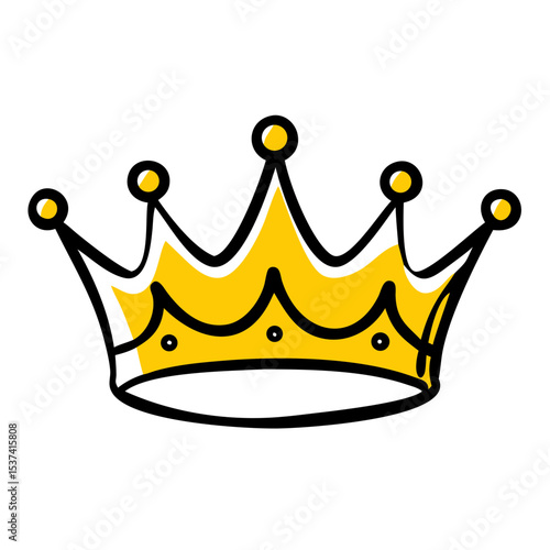 Hand Draw classic queen crown on transparent background for web and graphic design