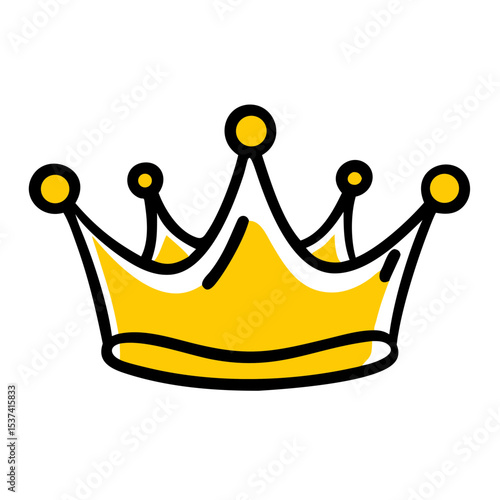 Hand Draw classic queen crown on transparent background for web and graphic design