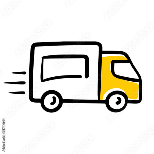 Hand Draw delivery truck icon on transparent background for web and graphic design