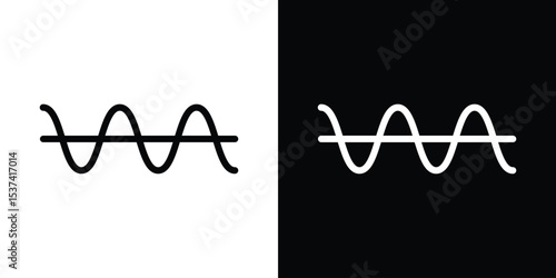 Wave sine icon set in line.
