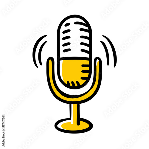 Hand Draw podcast recording symbol on transparent background for web and graphic design