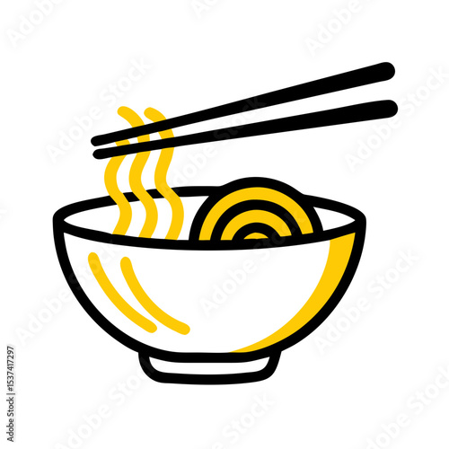 Hand Draw ramen bowl icon on transparent background for web and graphic design