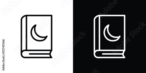 Quran book icon set in line.