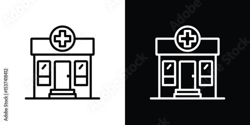 Pharmacy icon set in line.