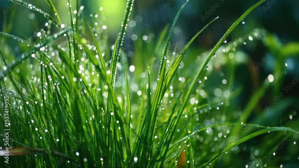 dew drops on blades of grass dew drops on blades of grass
