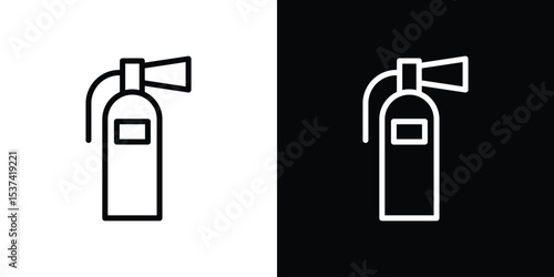 Fire extinguisher icon set in line.