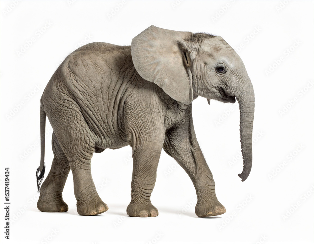 Obraz premium Baby Elephant. Wildlife Animals. Zoo Animals. Isolated White Background.