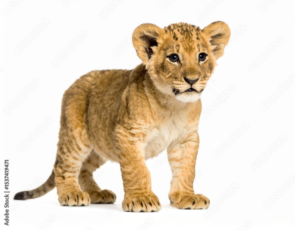 Baby Lion. Lion Cub. Feline. Wildlife Animals. Zoo Animals. Isolated White Background. Baby Lion. Lion Cub. Feline. Wildlife Animals. Zoo Animals. Isolated White Background.