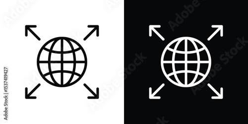 External world icon set in line.