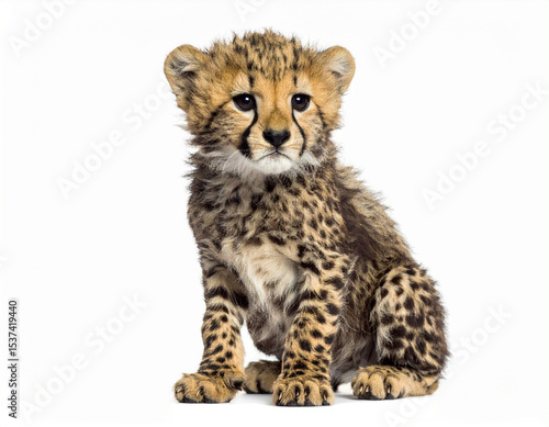 Baby Cheetah. Wildlife Animals.. Zoo Animals. Isolated White Background.