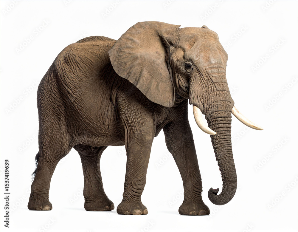 Obraz premium Elephant walking. Wildlife Animals. Zoo Animals. White Isolated Background.