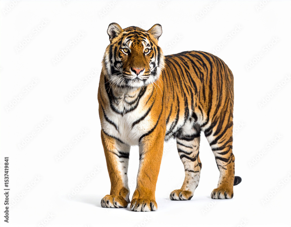 Fototapeta premium Bengal Tiger. Wildlife Animals. Zoo Animals. White Isolated Background. 
