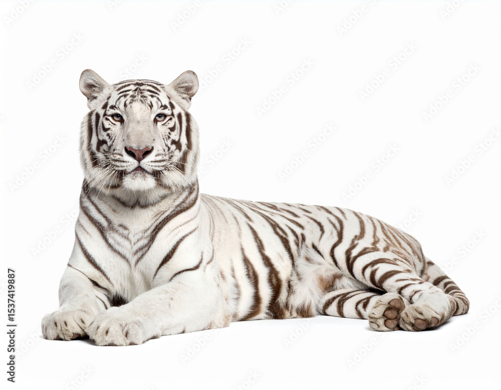 Obraz premium White Tiger. Wildlife Animal. Zoo Animals. White Isolated Background. 