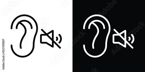 Ear deaf icon set in line.
