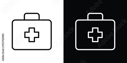 Doctor bag icon set in line.