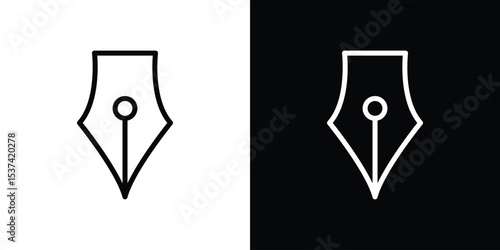 Pen nib icon set in line.