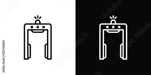 Metal detector icon set in line.