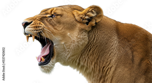 Lioness  Roaring isolated on transparent background, Close-up Of Lioness Head PNG 