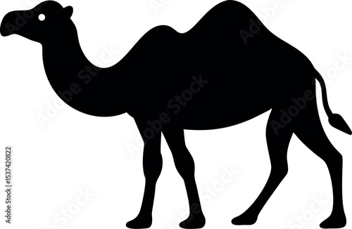 Camel Silhouette – Black Vector of Desert Hump Animal


