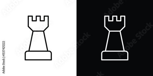 Papier peint Chess rook icon set in line.