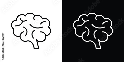 Brain icon set in line.