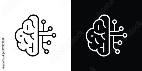 Brain circuit icon set in line.