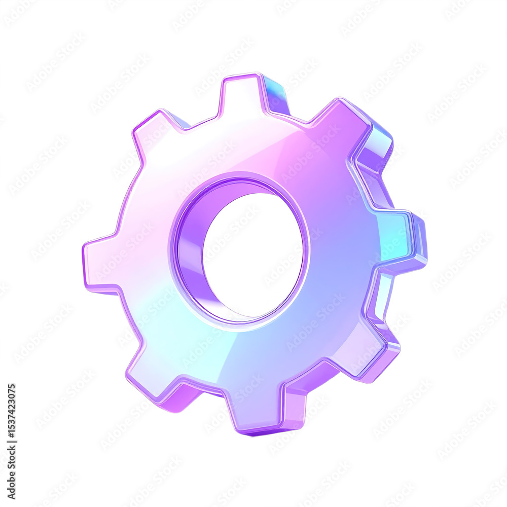 3D icon of a gear wheel in translucent silver and steel blue glass, precise cog shape Isolated on transparent background 3D icon of a gear wheel in translucent silver and steel blue glass, precise cog shape Isolated on transparent background