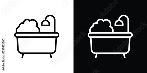 Bath icon set in line.