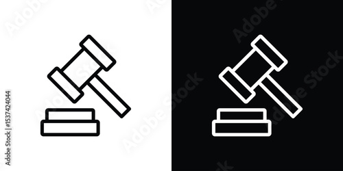 Auction icon set in line.