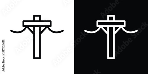Utility pole icon set in line.