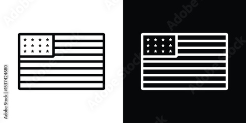 USA flag icon set in line.