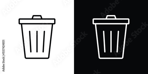 Trash icon set in line.
